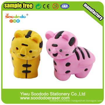 3D tiger kid eraser ,Animal rubber school office eraser